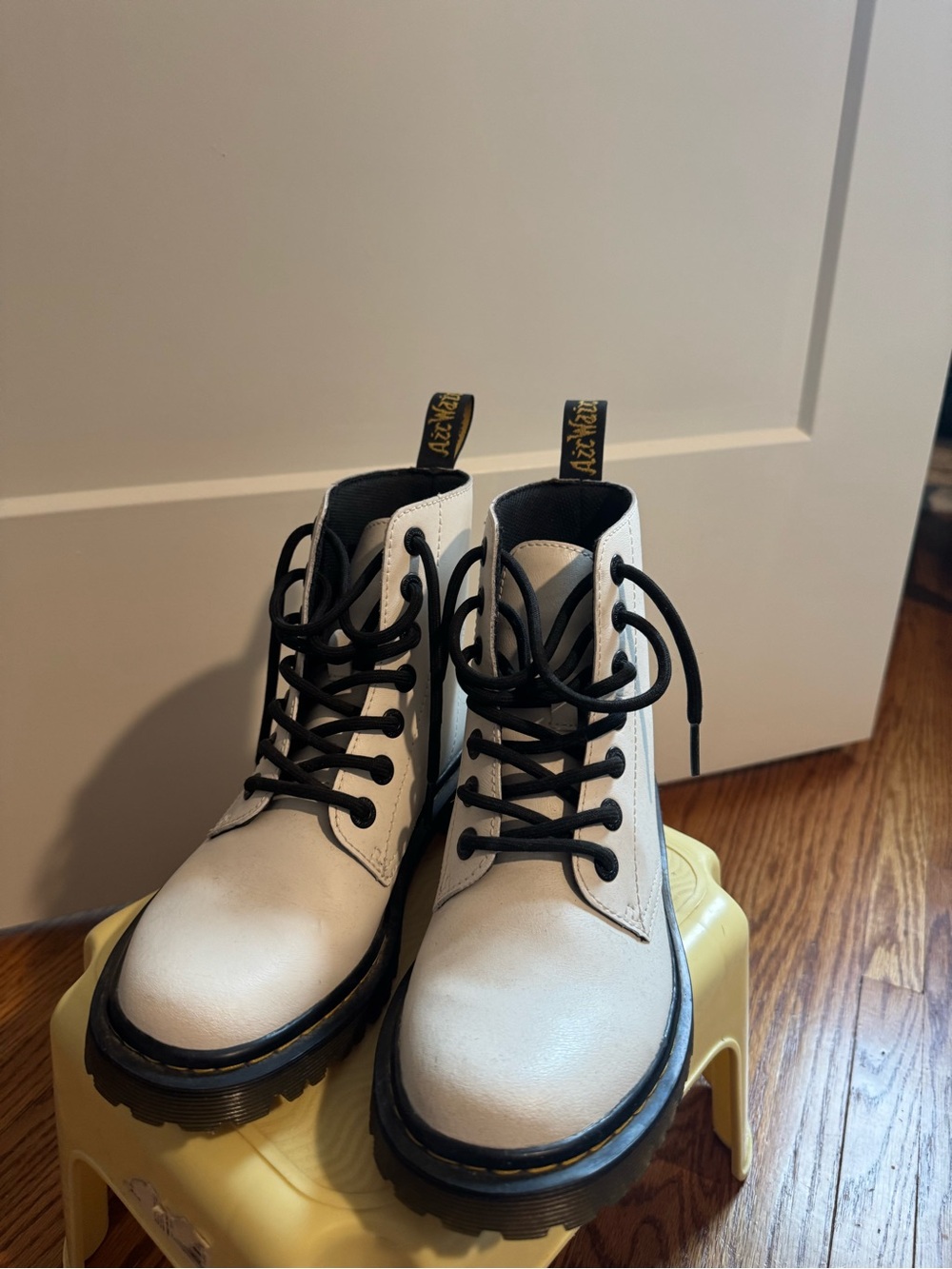 White 1460 Dr. Martens Leather Lace Up Boots -Women’s